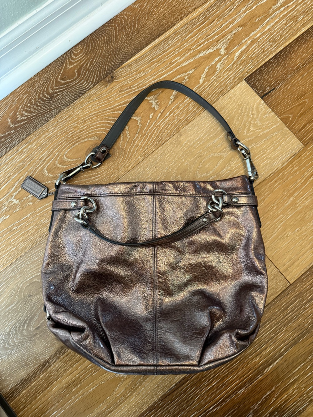 Coach Brooke Convertible Hobo Bag F17165 Pewter Metallic Leather Mint condition